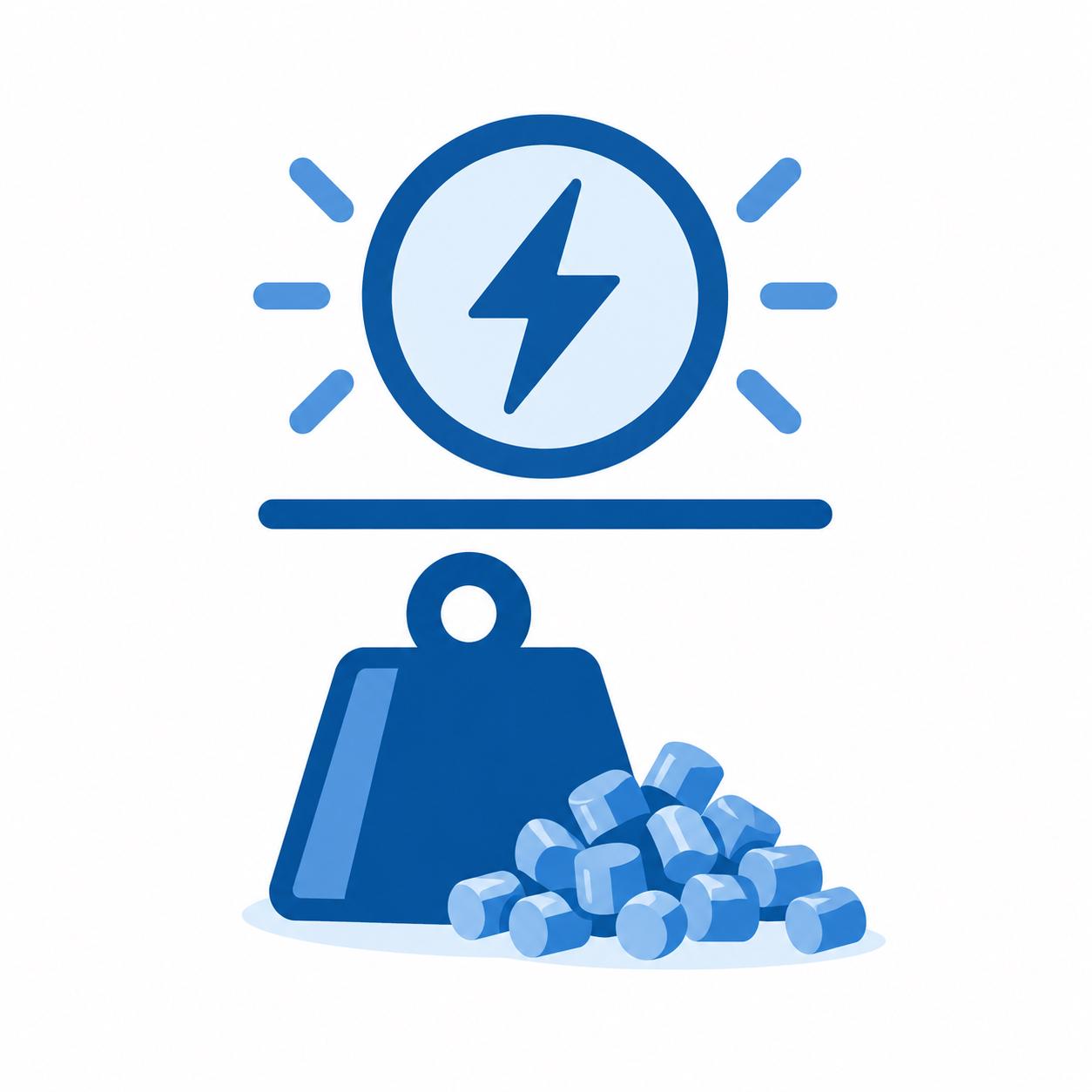 Pictograma para kWh por kilogramo de material