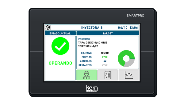 KERN IoP | SMARTPRO frontal sin fondo con pantalla de estado de máquina y producción
